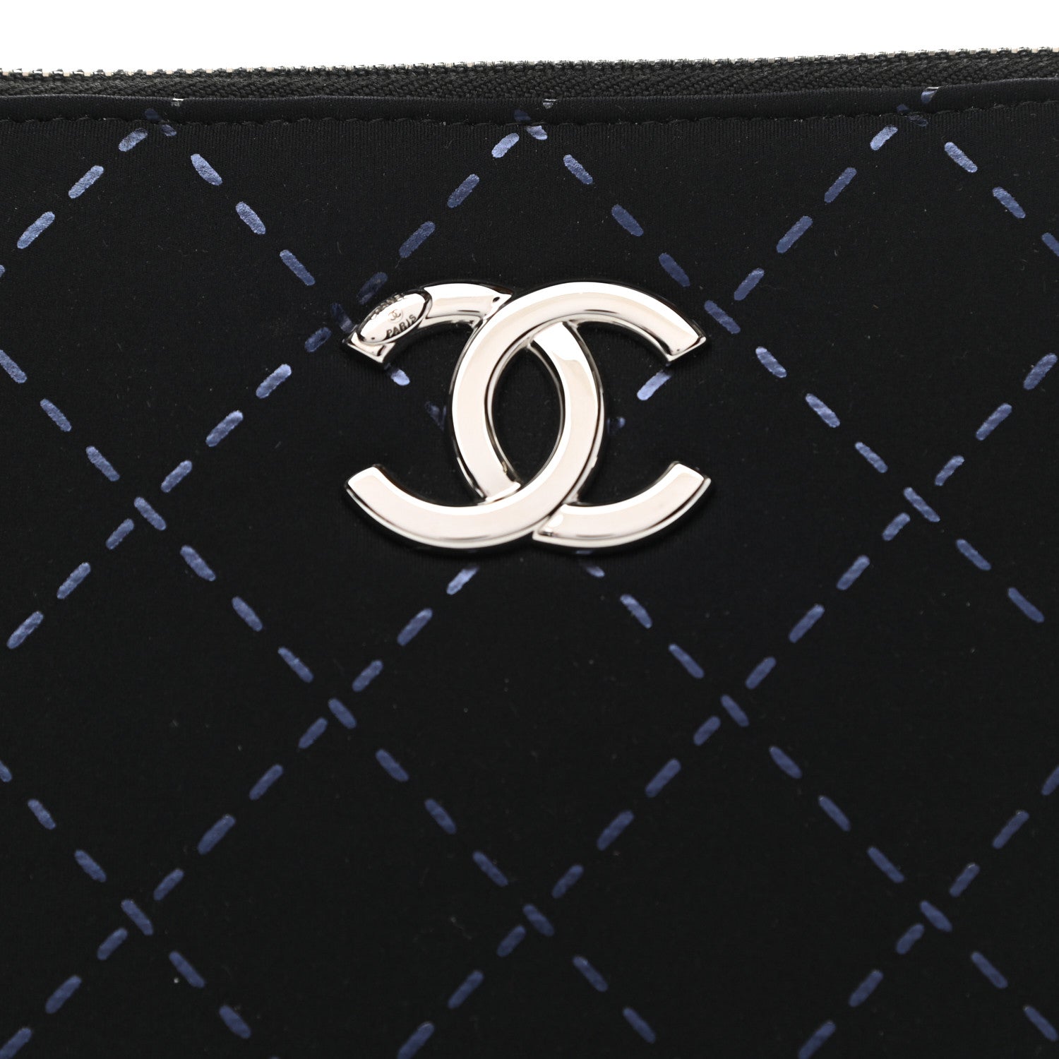 Chanel Neoprene Lambskin Printed Stitch Pouch With Handle Black 8 of 10