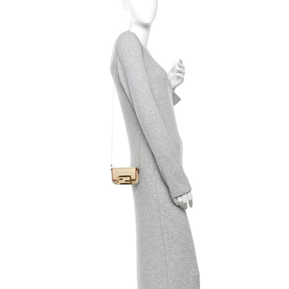 Fendi Raffia Vitello King Lucido FF Embroidered Nano Maxi Buckle Baguette Charm Alchemy Brandy 2 of 12