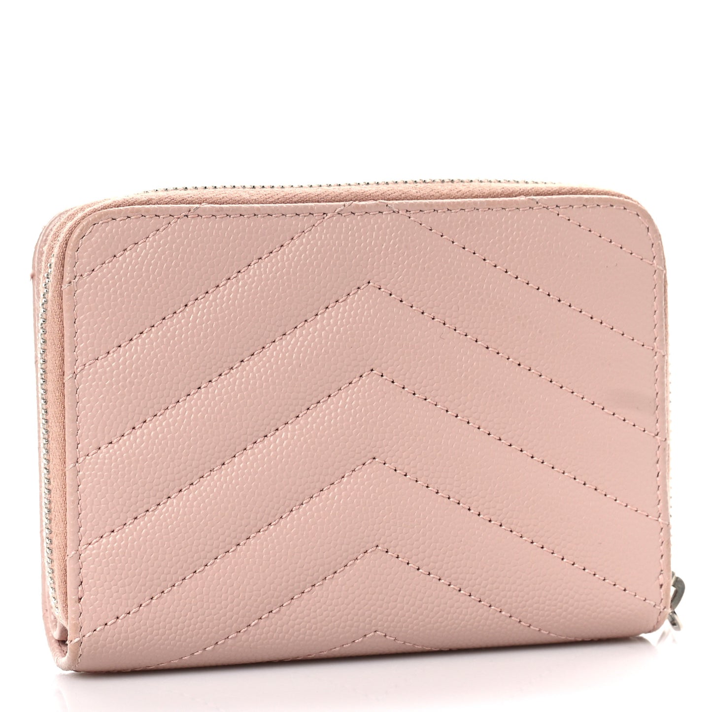 Grain De Poudre Matelasse Chevron Monogram Compact Zip Around Wallet Pink