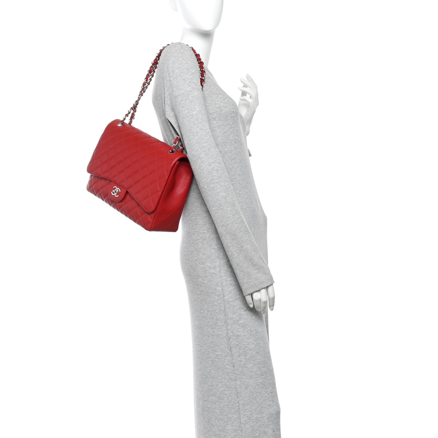 Chanel Caviar Quilted Maxi Single Flap Red 2 of 10