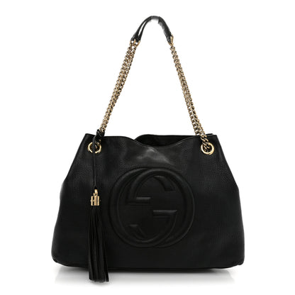 Gucci Pebbled Calfskin Medium Soho Chain Shoulder Bag Black 1 of 13