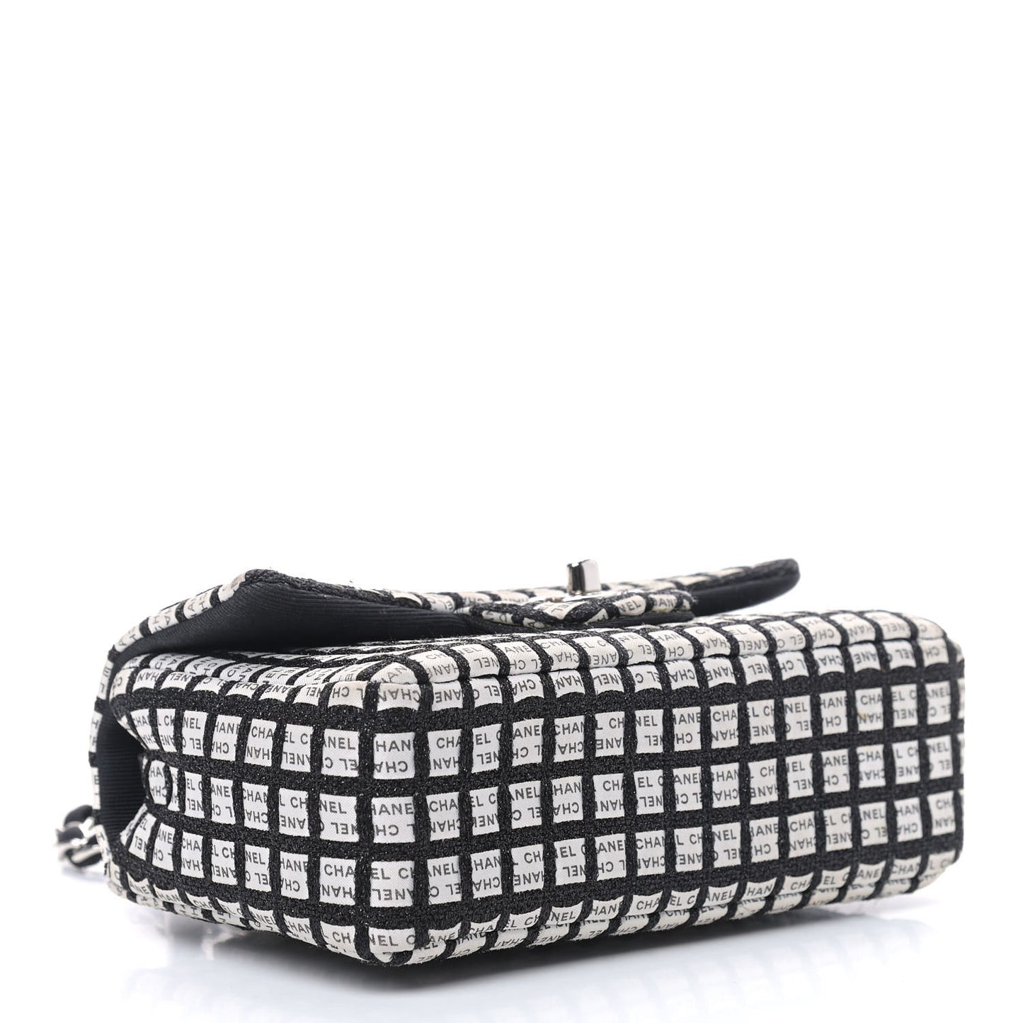 Ribbon Tweed Mini Rectangular Flap Black Ivory