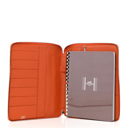 Hermes Shiny Alligator Globe Trotter Zip Agenda GM Orange 5 of 8