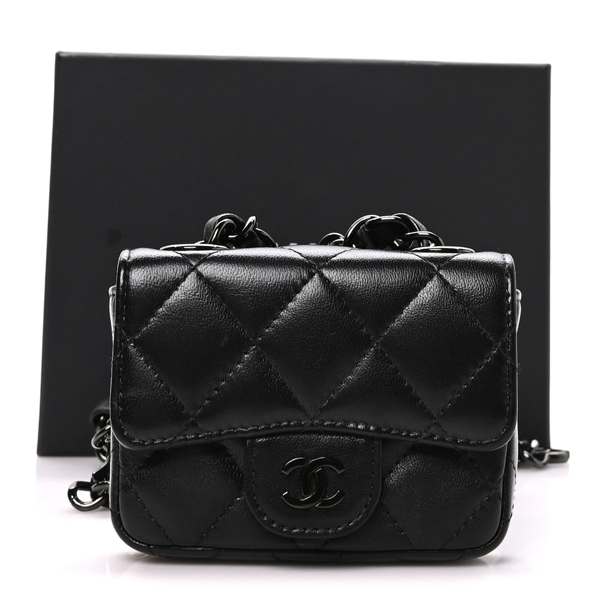 Chanel Lambskin Quilted Mini Chain Belt Bag So Black 10 of 10
