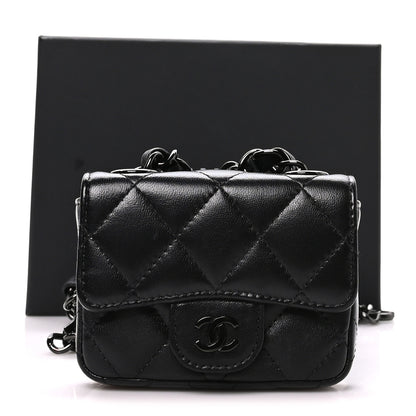 Chanel Lambskin Quilted Mini Chain Belt Bag So Black 10 of 10