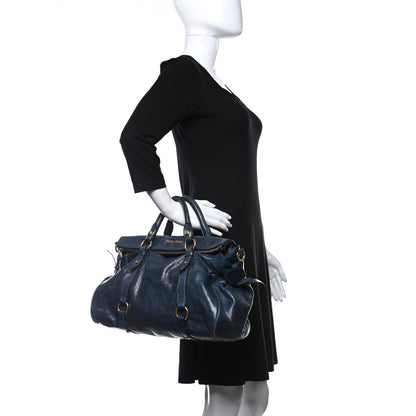 Miu Miu Vitello Lux Medium Bow Bag Bleuette 3 of 8