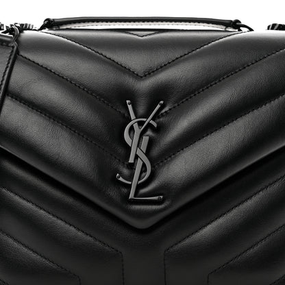 Saint Laurent Calfskin Y Quilted Monogram Monochrome Small Loulou Chain Satchel Black 8 of 10