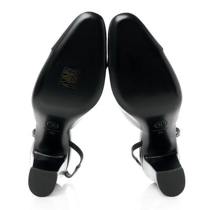 Chanel Lambskin Grosgrain Cap Toe CC Slingback Pumps 39 Black 5 of 9