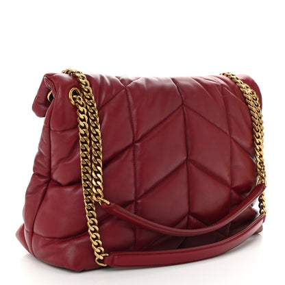 Saint Laurent Lambskin Quilted Medium Loulou Puffer Monogram Chain Satchel Opyum Red 3 of 11