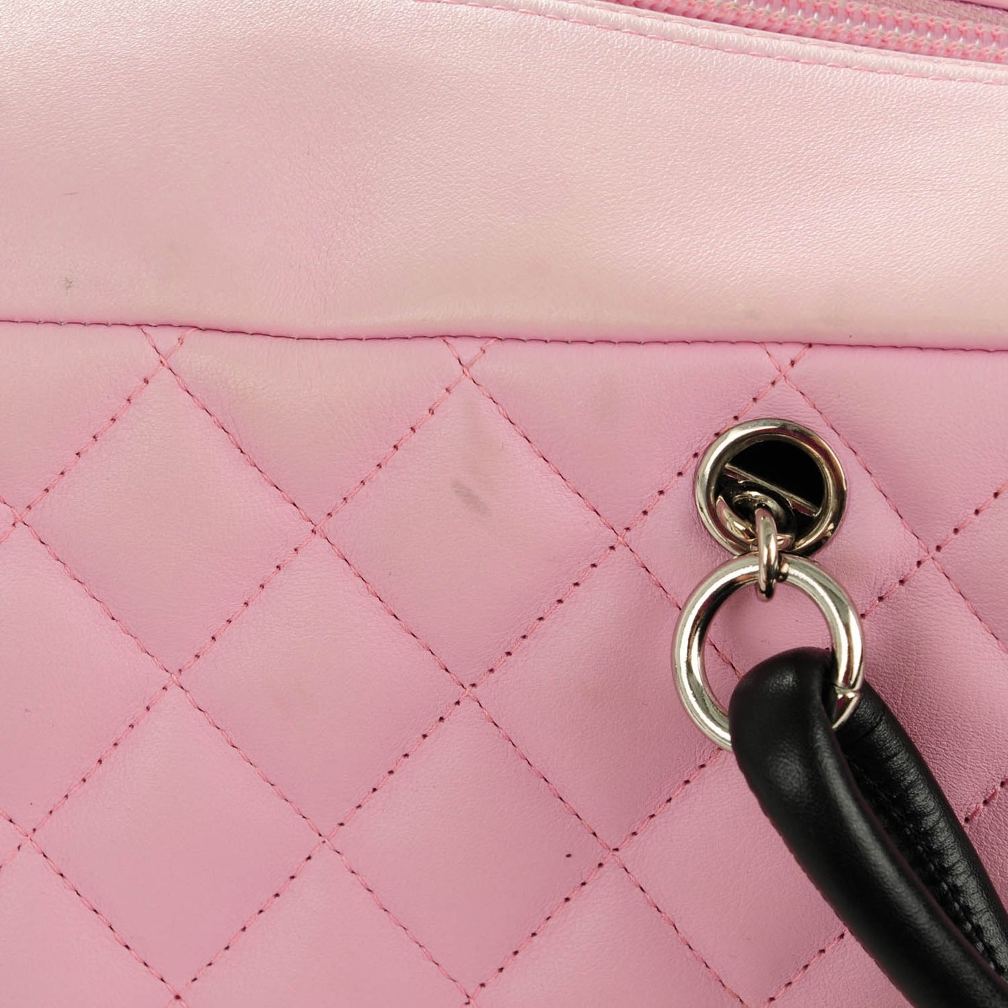 Calfskin Quilted Large Cambon Bowler Pink Black