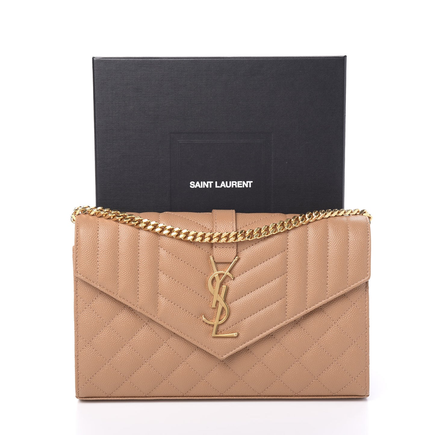 Grain De Poudre Mixed Matelasse Triquilt Monogram Chain Wallet Dune