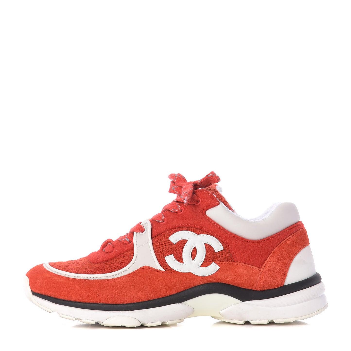 Tweed Suede Felt CC Sneakers 39 Red