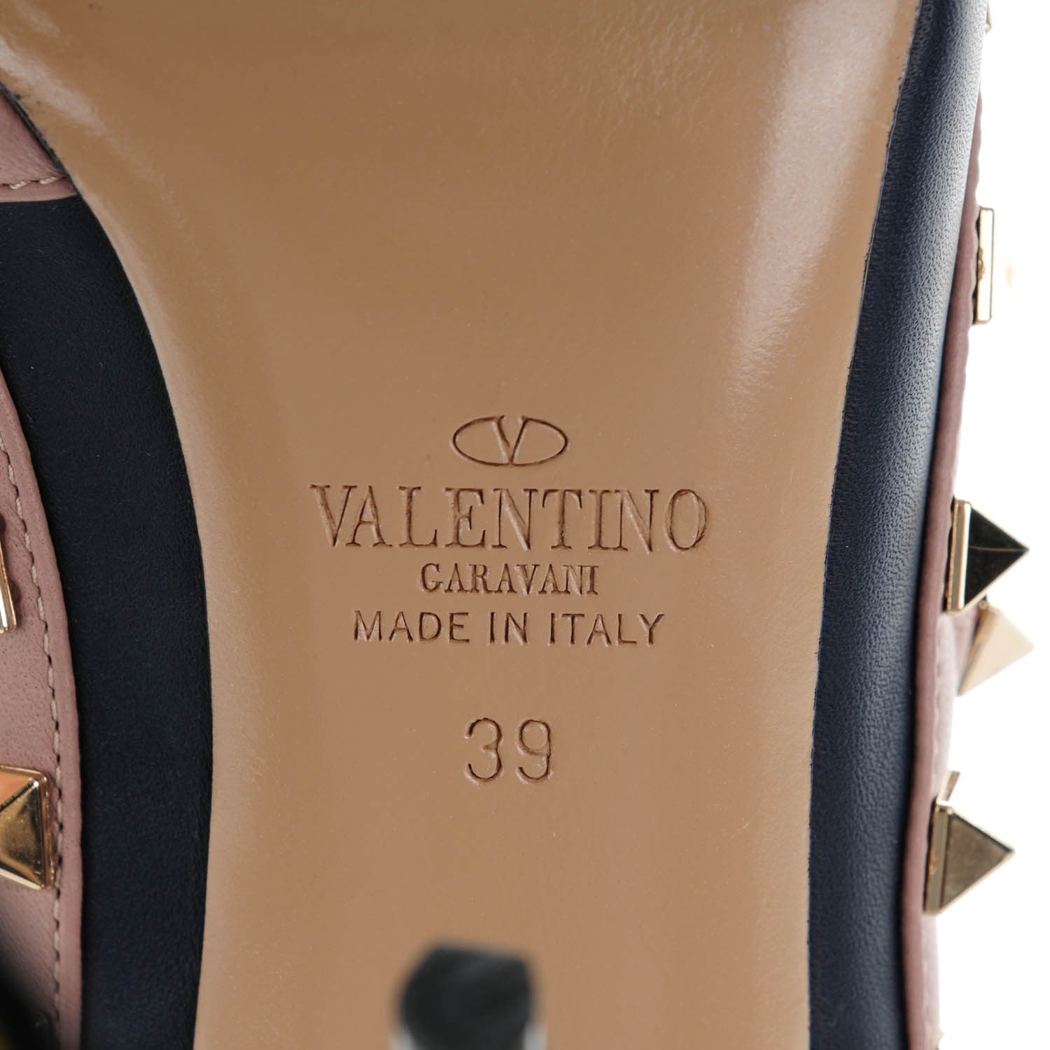 Valentino Garavani Calfskin Nappa Rockstud Ankle Strap 100mm Pumps 39 Marine Poudre 7 of 8