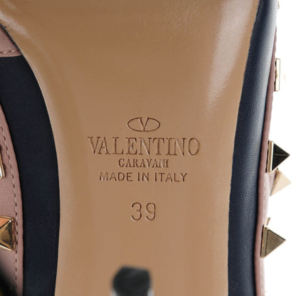 Valentino Garavani Calfskin Nappa Rockstud Ankle Strap 100mm Pumps 39 Marine Poudre 7 of 8