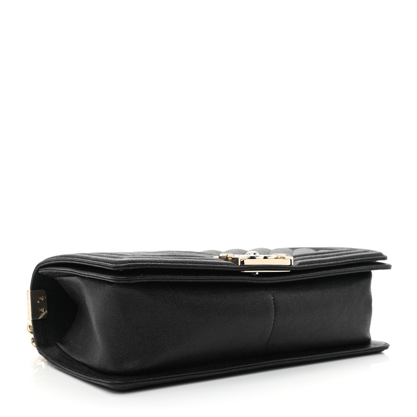 Caviar Chevron Quilted Medium Boy Flap Black