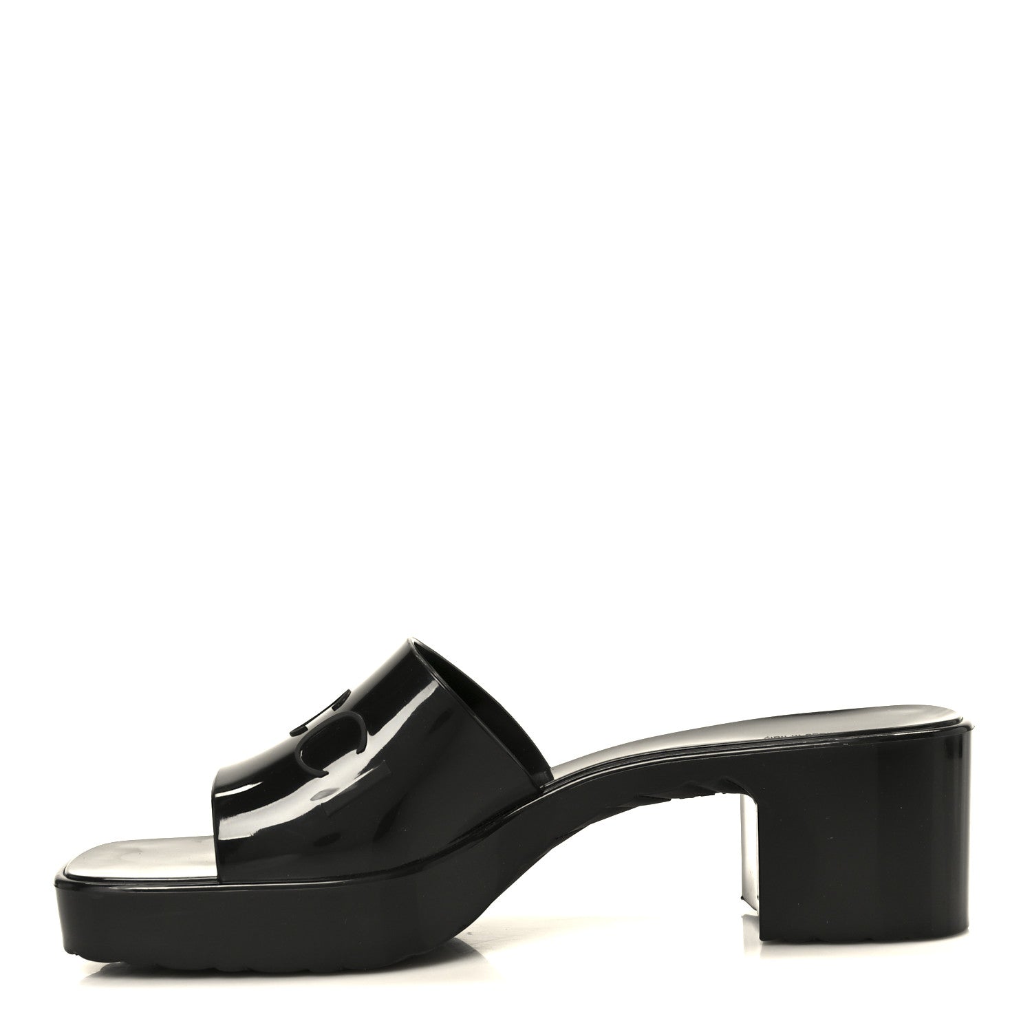 Gucci Rubber Gucci Logo Womens Platform 20/60mm Slide Sandals 38