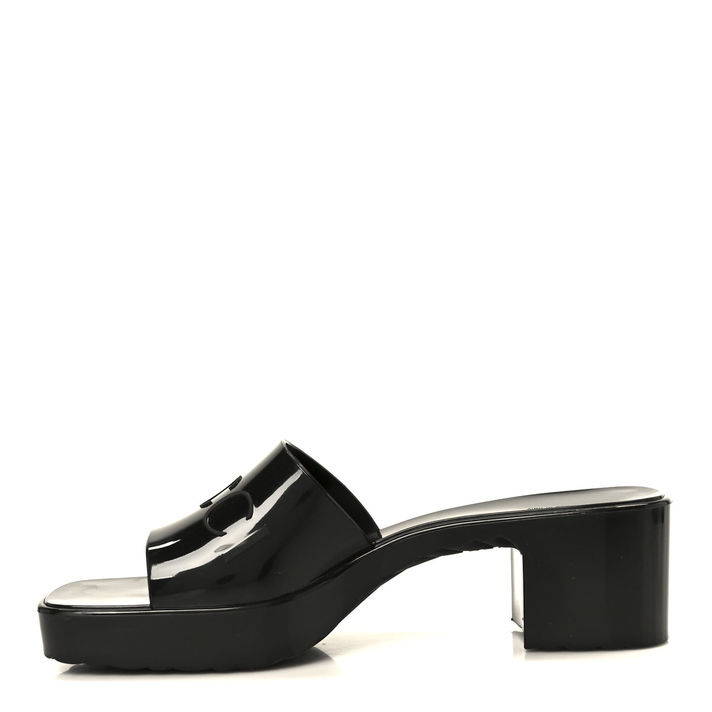 Rubber Gucci Logo Womens Platform 20/60mm Slide Sandals 38 Black