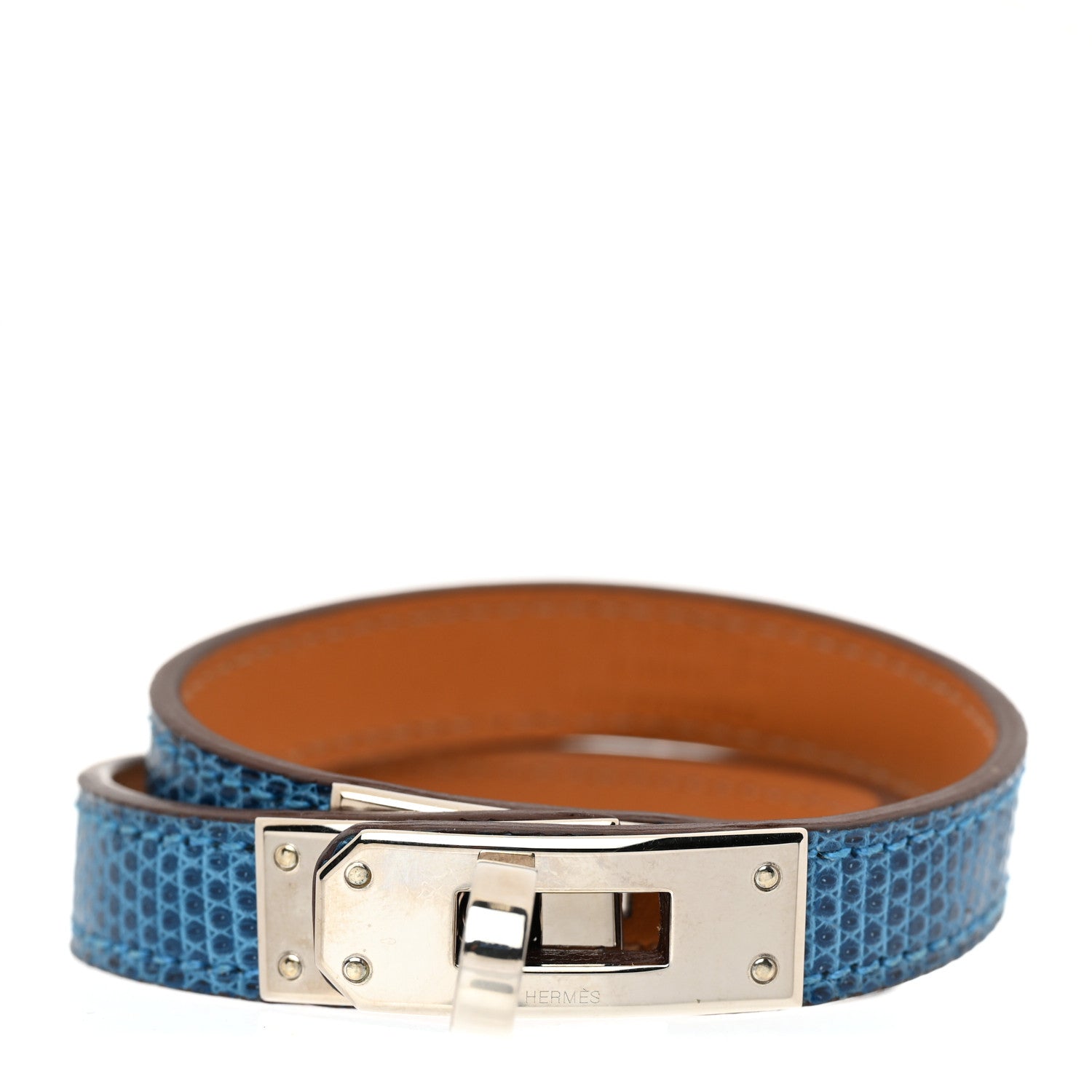 Hermes Lizard Kelly Double Tour Bracelet S Mykonos 1 of 7