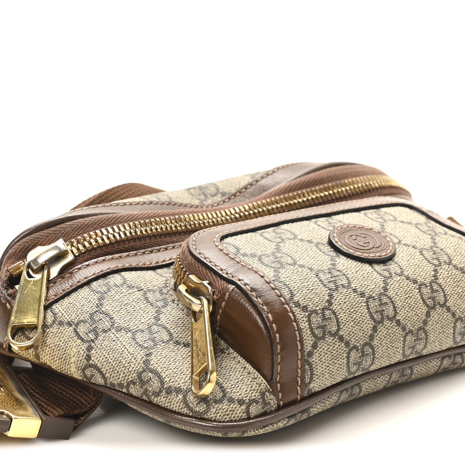 Gucci GG Supreme Monogram Textured Calfskin Retro Interlocking G Belt Bag Beige Ebony Brown Sugar 9 of 10