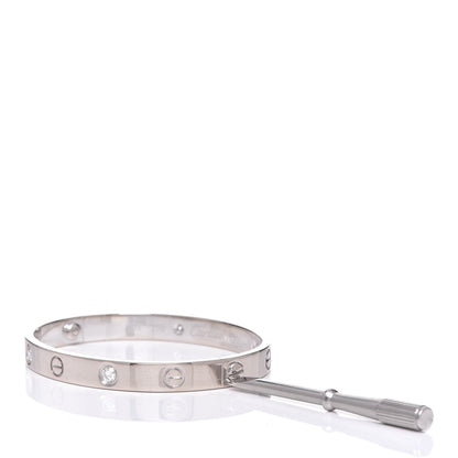 Cartier 18K White Gold 4 Diamond LOVE Bracelet 16 8 of 9