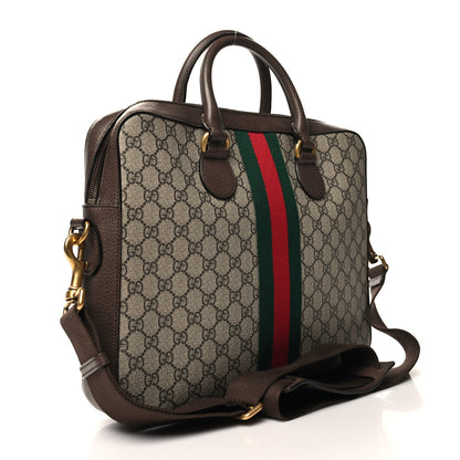 Gucci GG Supreme Monogram Textured Calfskin Web Medium Ophidia Briefcase Beige Ebony New Acero 3 of 13