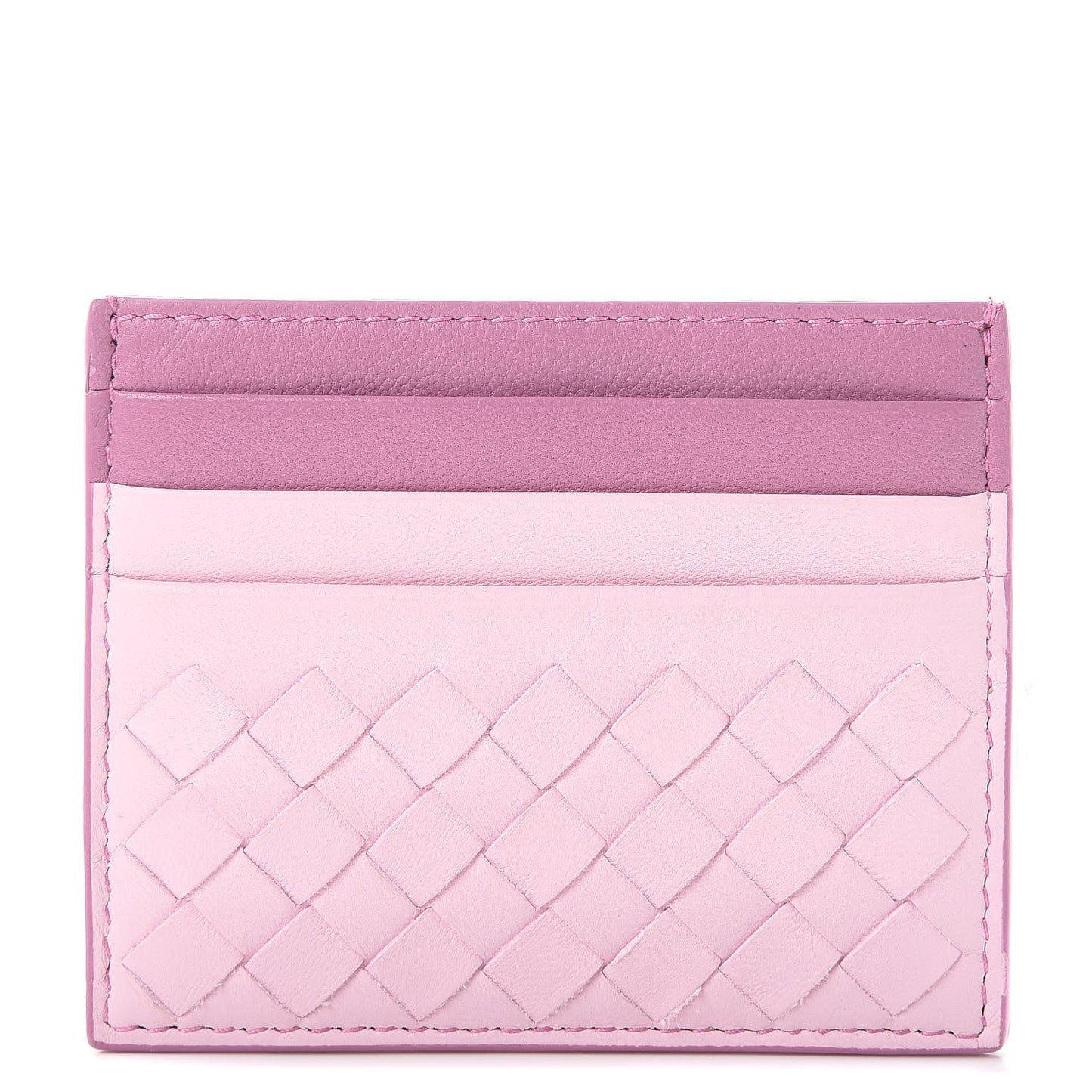 Nappa Intrecciato Woven Card Holder Pink Purple