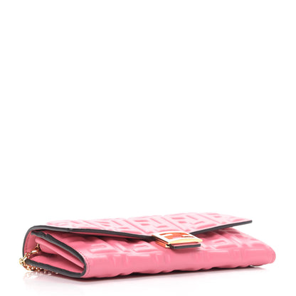 Fendi Nappa Matisse FF Embossed Continental Wallet On Chain Pink 3 of 4