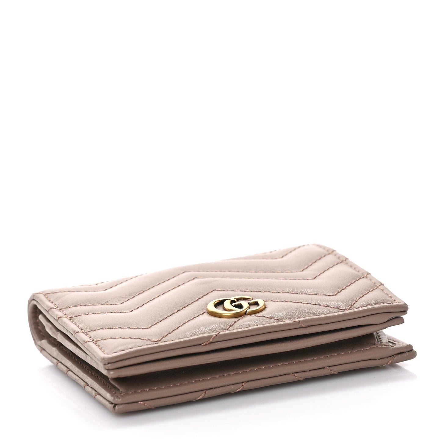 Calfskin Matelasse GG Marmont Card Case Wallet Porcelain Rose