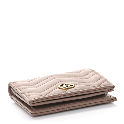 Gucci Calfskin Matelasse GG Marmont Card Case Wallet Porcelain Rose 4 of 12