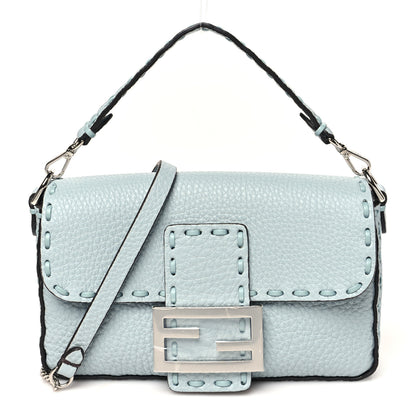 Fendi Cuoio Roma Sellerissima Nappa Sintetica Tape Stitch Mini Baguette Anice 1 of 9