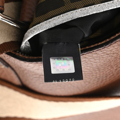 Fendi Calfskin Romano Selleria Logo Shoulder Bag Brown 7 of 13