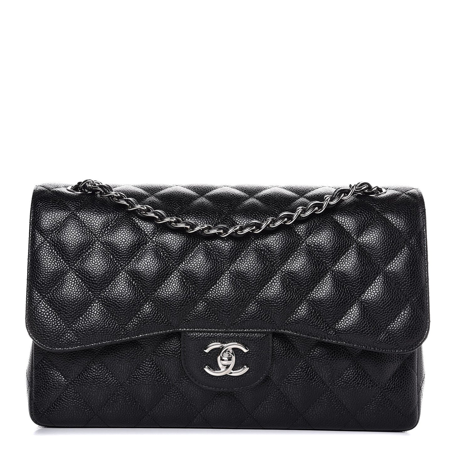 Caviar Quilted Jumbo Double Flap Black
