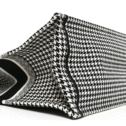Christian Dior Canvas Houndstooth Embroidered Book Tote Black White 9 of 10