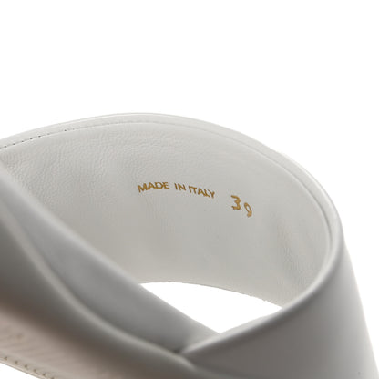 Prada Spazzolato Triangle Logo Slide Flat Sandals 39 White 9 of 10