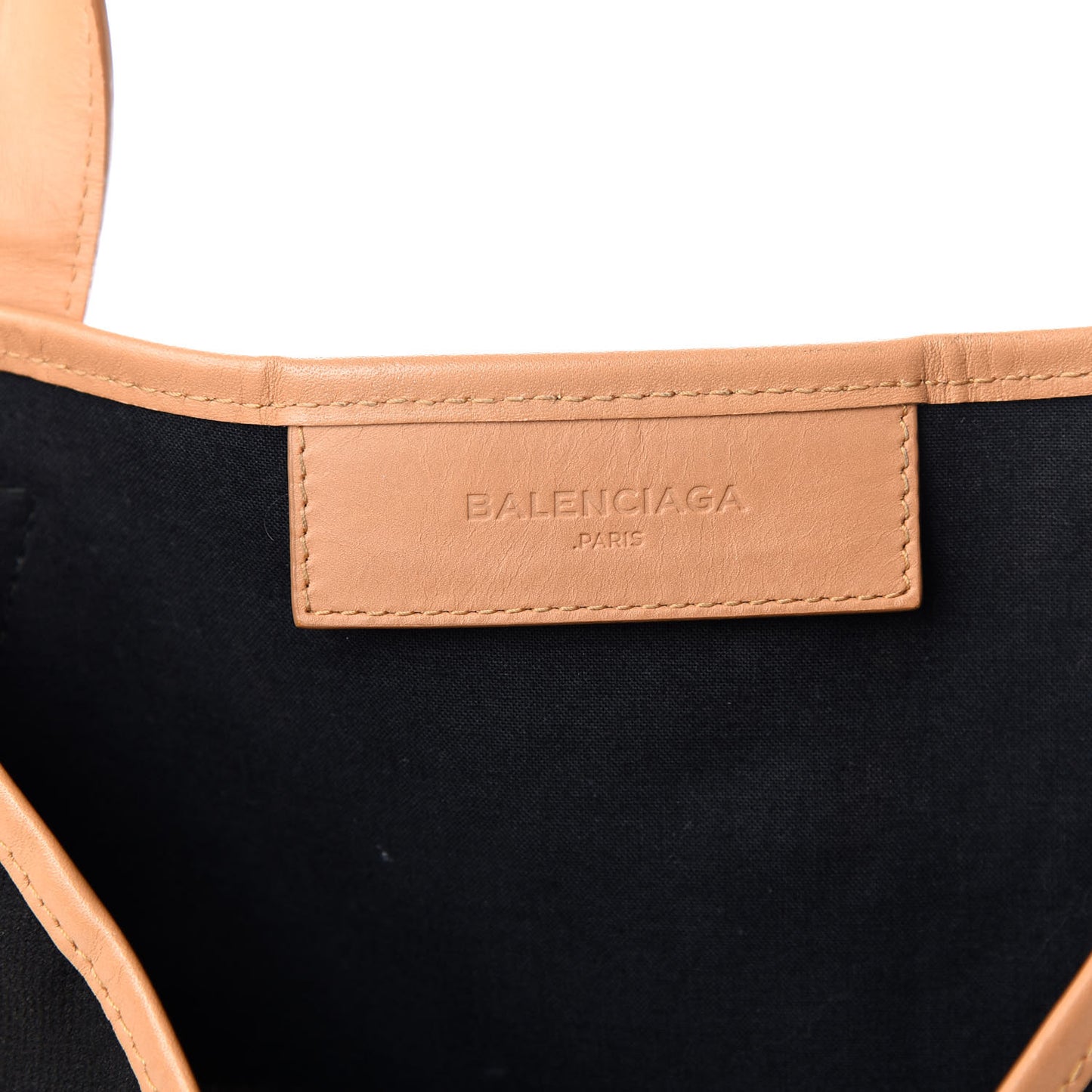 Calfskin Canvas M Cabas Tote Navy wHITE