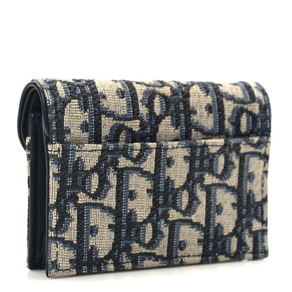 Christian Dior Oblique Saddle Card Holder Blue 3 of 8