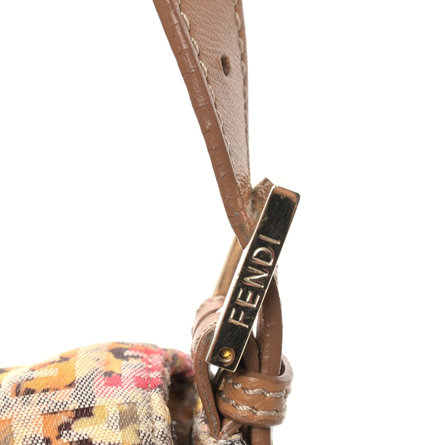 Fendi Zucchino Vitello Floral Forever Mama Baguette Pesca Giallo Saddler 12 of 12