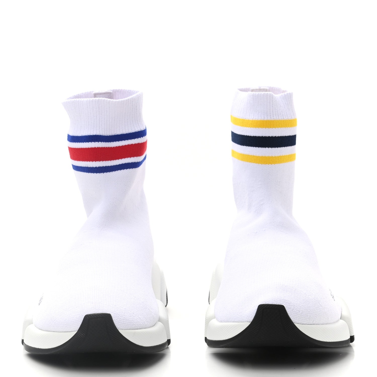Balenciaga Technical 3D Recycled Knit Striped Womens Speed 2.0 Sneakers 39 White Multicolor 2 of 8