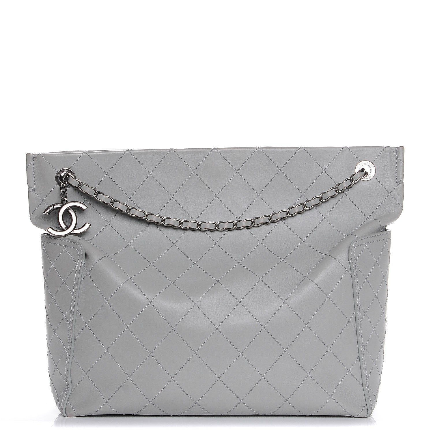 Chanel Calfskin Stitched CC Pocket Hobo Grey 1 of 9