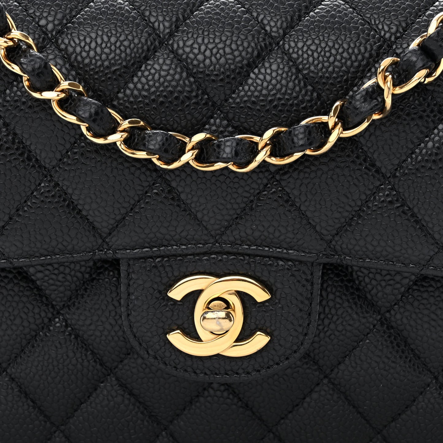 Caviar Quilted Small Double Flap Black