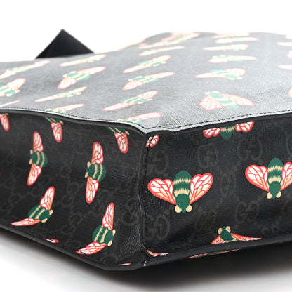 Gucci GG Supreme Monogram Bee Multicolor Appia Calfskin Vertical Tote Black Multicolor 3 of 10