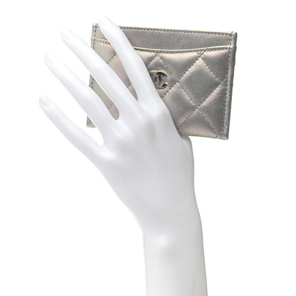 Chanel Iridescent Calfskin Quilted Card Holder Light Purple 2 of 8