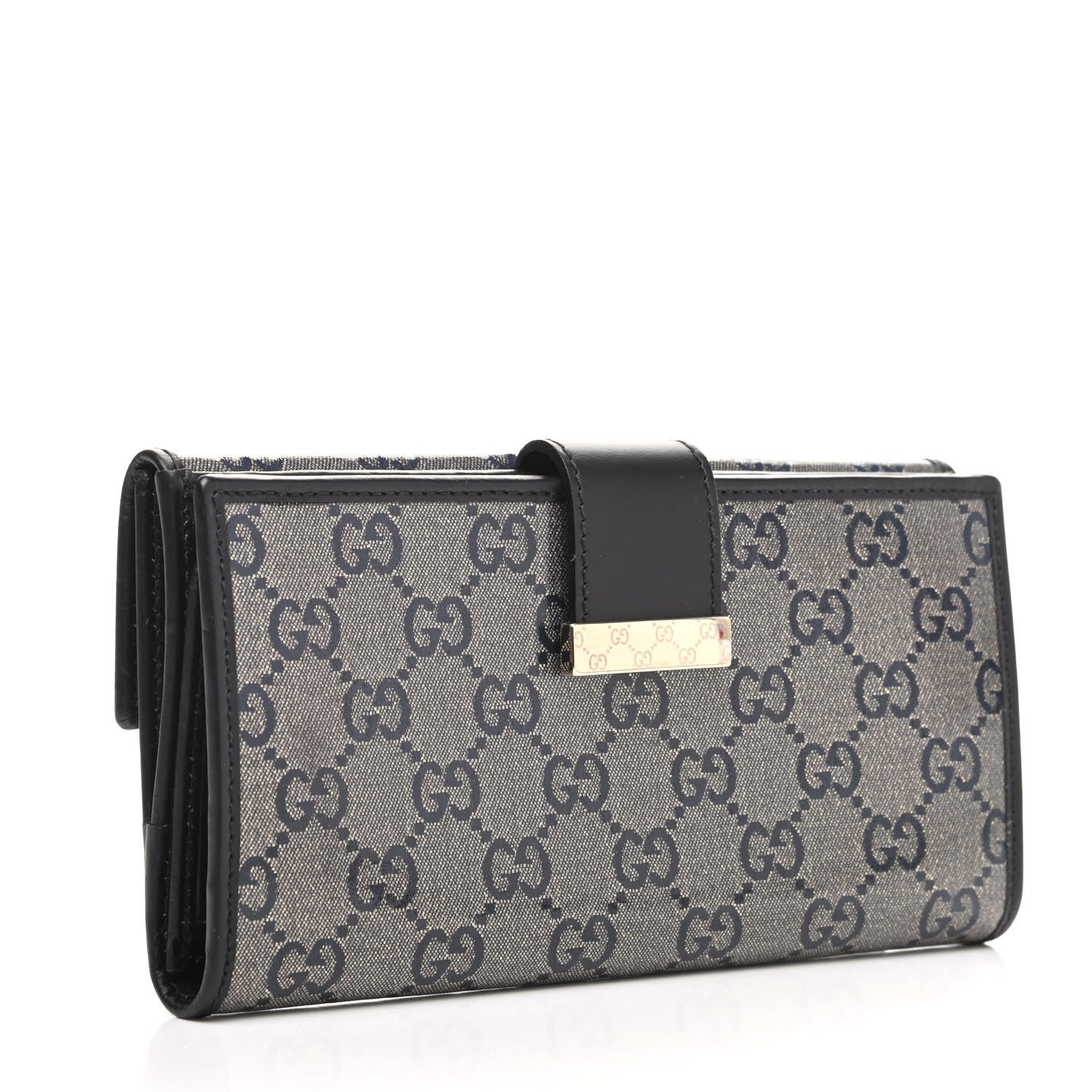 Gucci Crystal Monogram Icon Bar Continental Flap Wallet Dark Blue 3 of 9