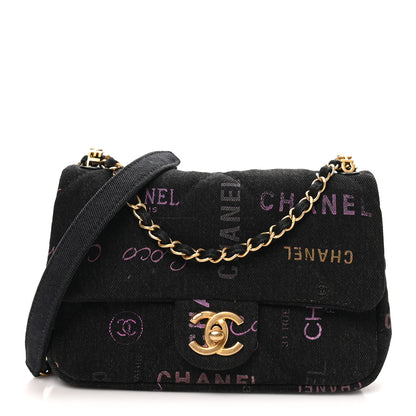 Chanel Denim Quilted Denim Mood Mini Rectangular Flap Black Multicolor 1 of 10