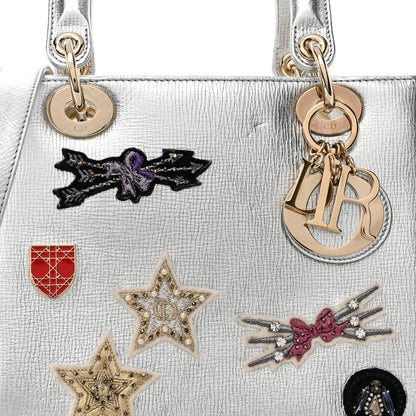 Christian Dior Metallic Calfskin Embroidered Lady Dior Silver Multicolor 7 of 11
