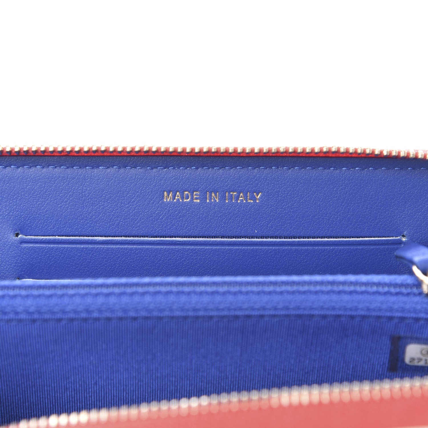 Chanel Caviar Quilted Medium Filigree Zip Around Wallet Blue White Red 9 of 12