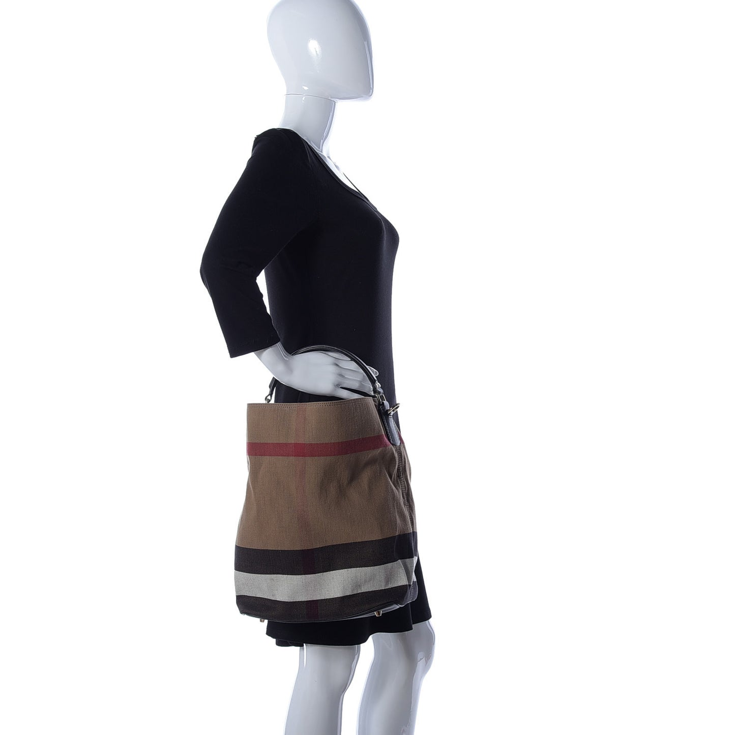 Canvas Mega Check Medium Ashby Hobo Black