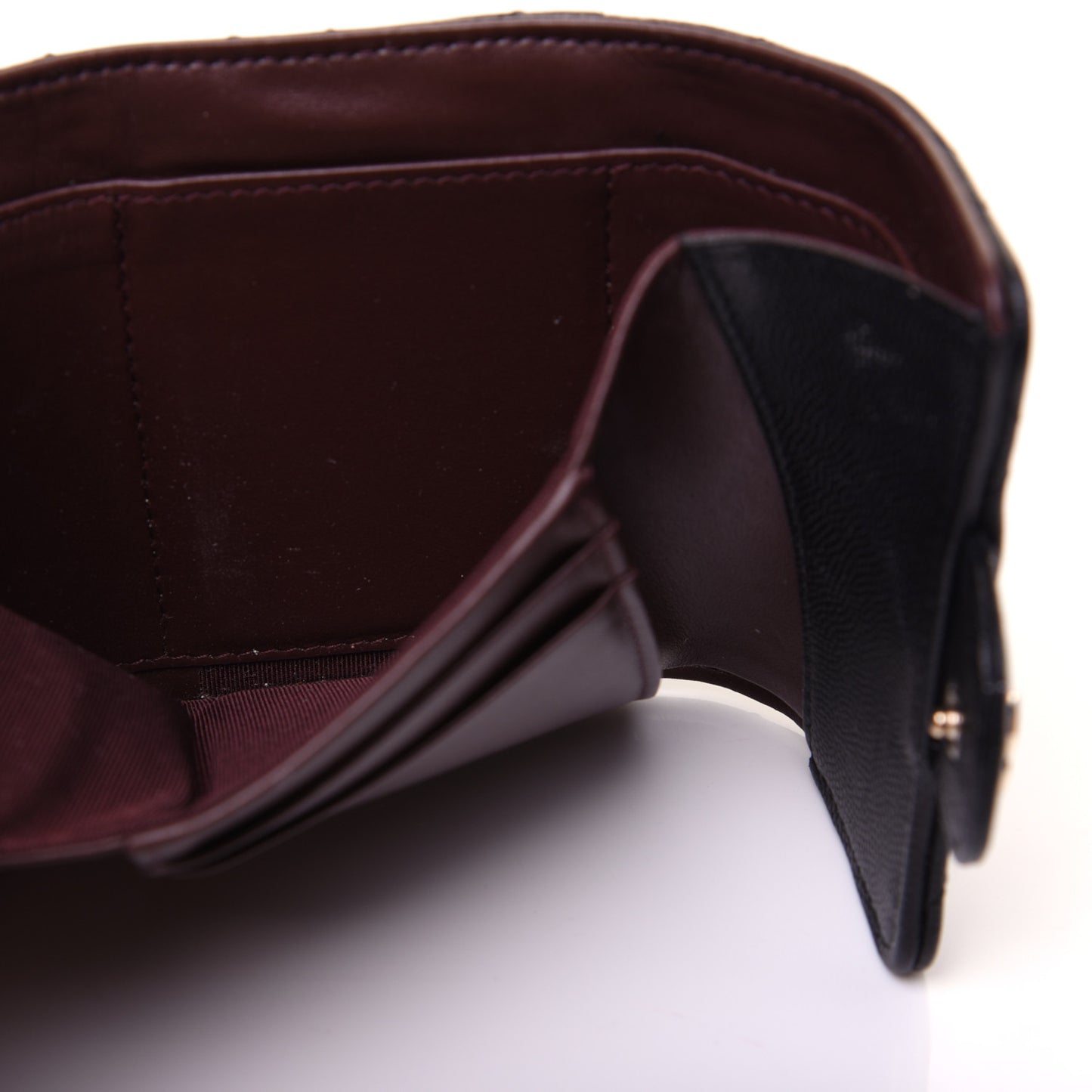 Caviar Quilted Compact Flap Wallet Black