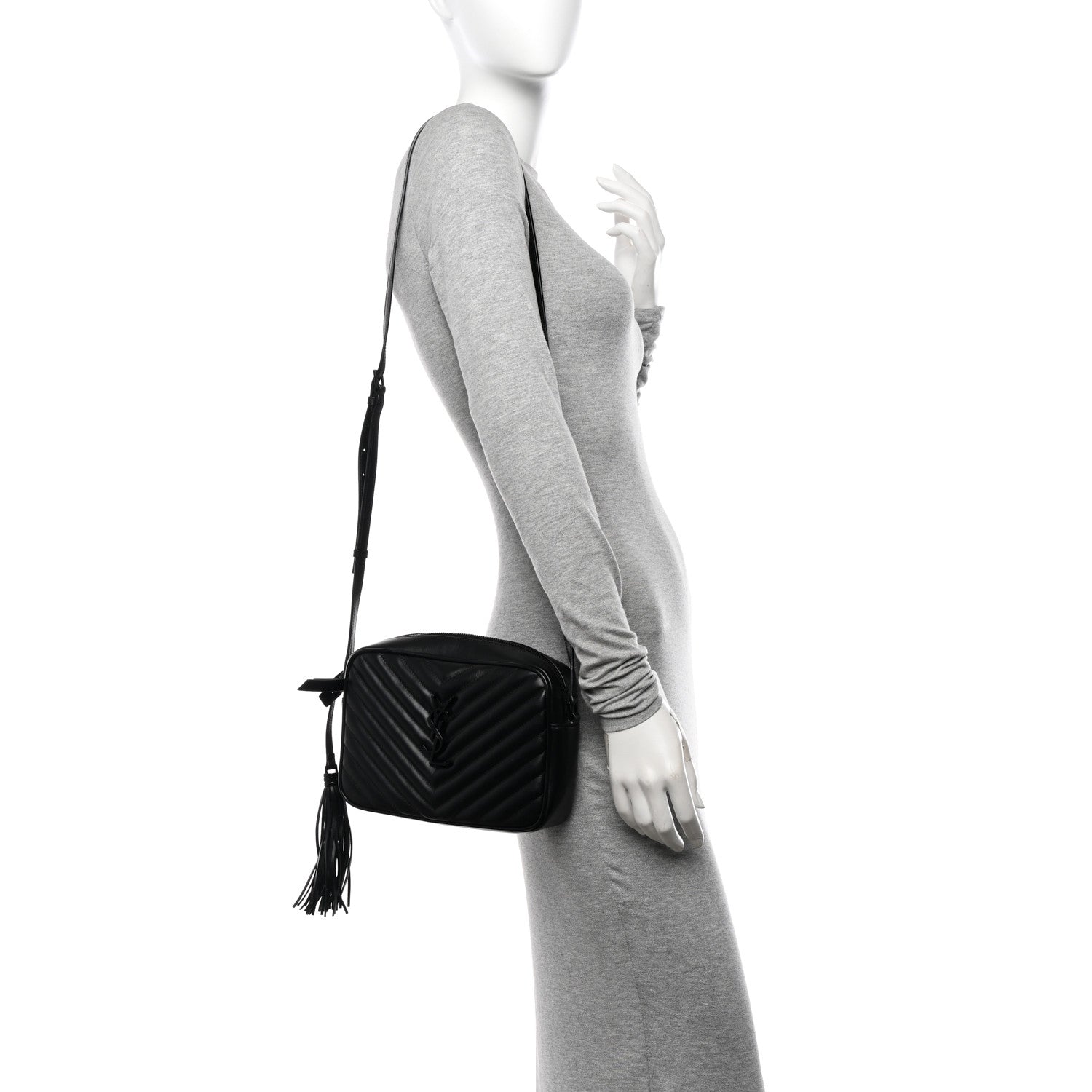 Saint Laurent Calfskin Matelasse Monogram Monochrome Lou Camera Bag Black 2 of 10