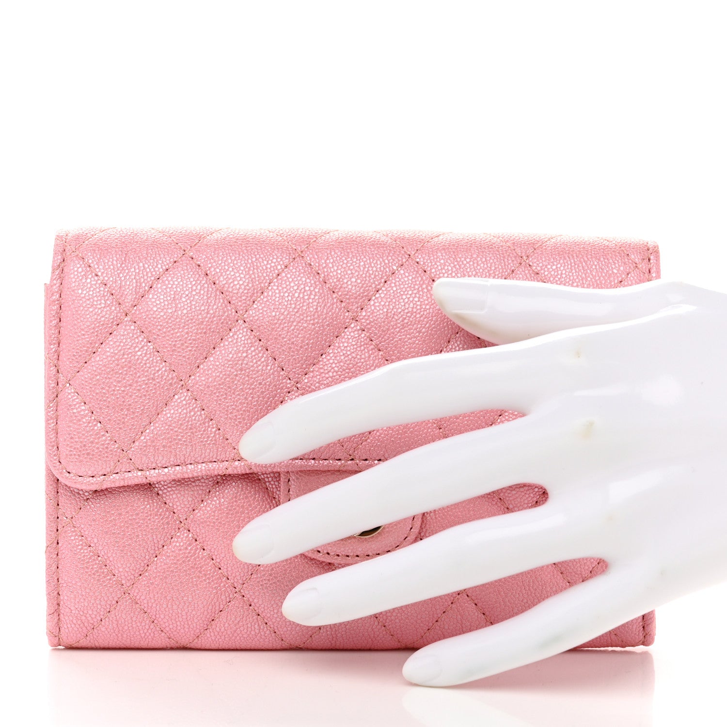 Chanel Iridescent Caviar Quilted Medium Flap Wallet Rose Pink 2 of 9